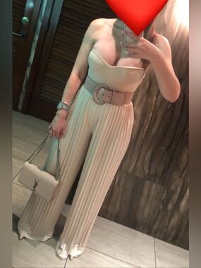 JLUXLABEL Pleated Wide-Leg Pants - Beige Cream